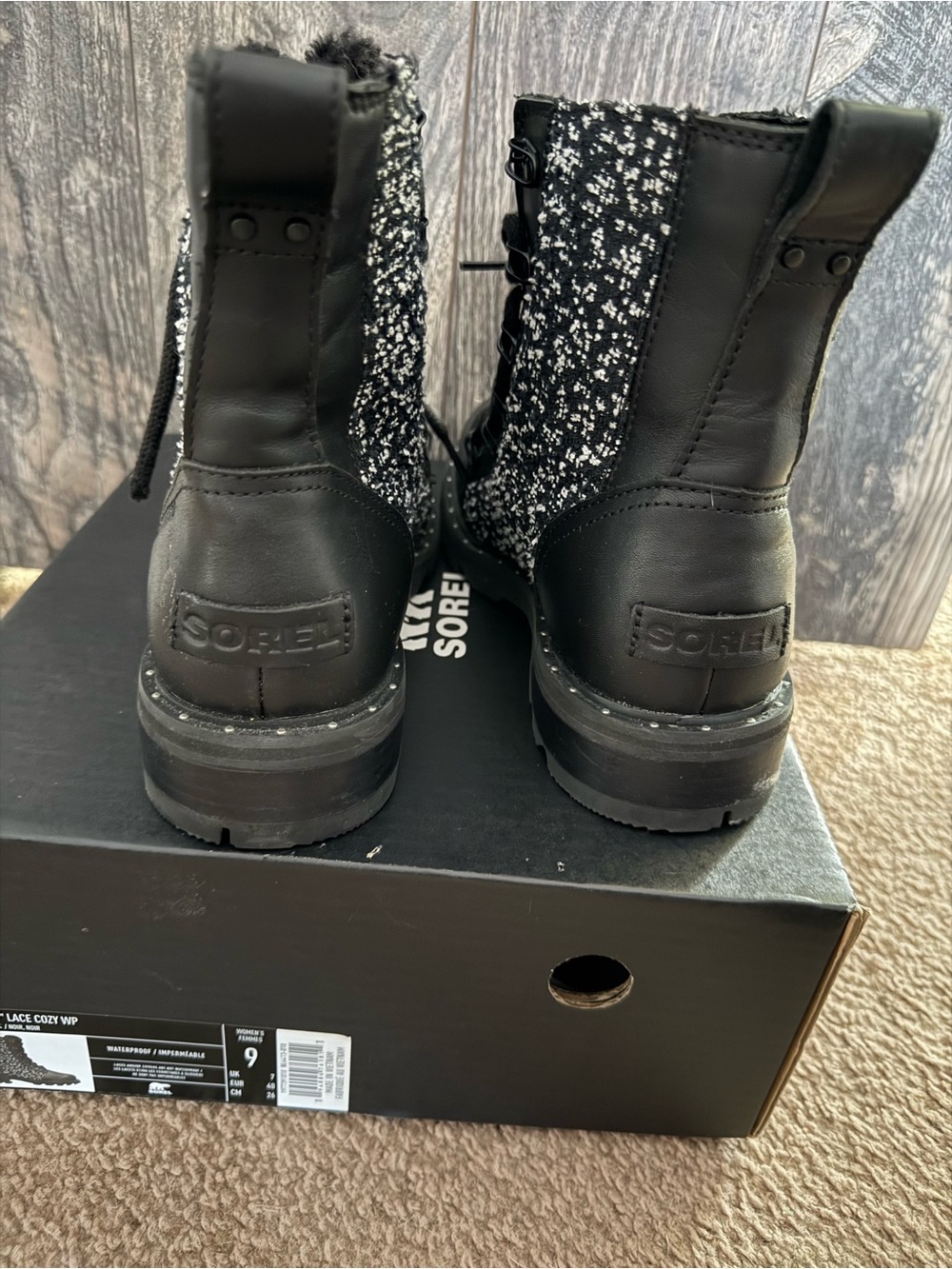 SOREL Lennox Lace Cozy WP Women's Boots - Black Size 9 - Picture 7 of 9
